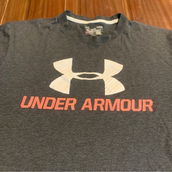 Under Armour Men’s Gray Short Sleeve Logo Heatgear Regular T-Shirt Tee Large - Picture 3 of 6